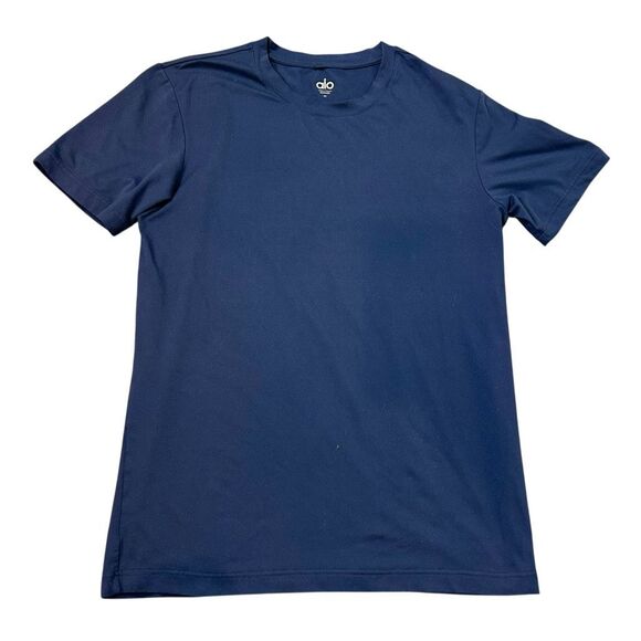 Alo Yoga T-Shirt Mens Medium Navy Blue Conquer Reform Crew Neck Short Sleeve - Picture 6 of 12